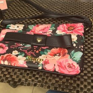 Juicy Couture Black and Pink Floral purse small